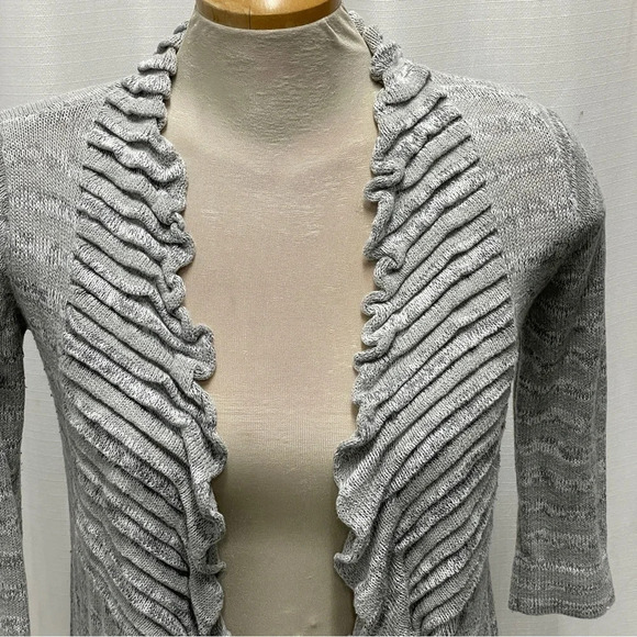 ANTHROPOLOGIE CINE SZ S Cotton Chamoisee Brown Open Front Cardigan Shrug Sweater - Picture 3 of 9